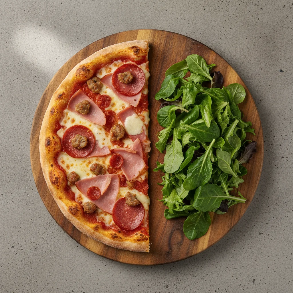 Gluten Free: Half Meatie Pizza + Spring Mix Salad