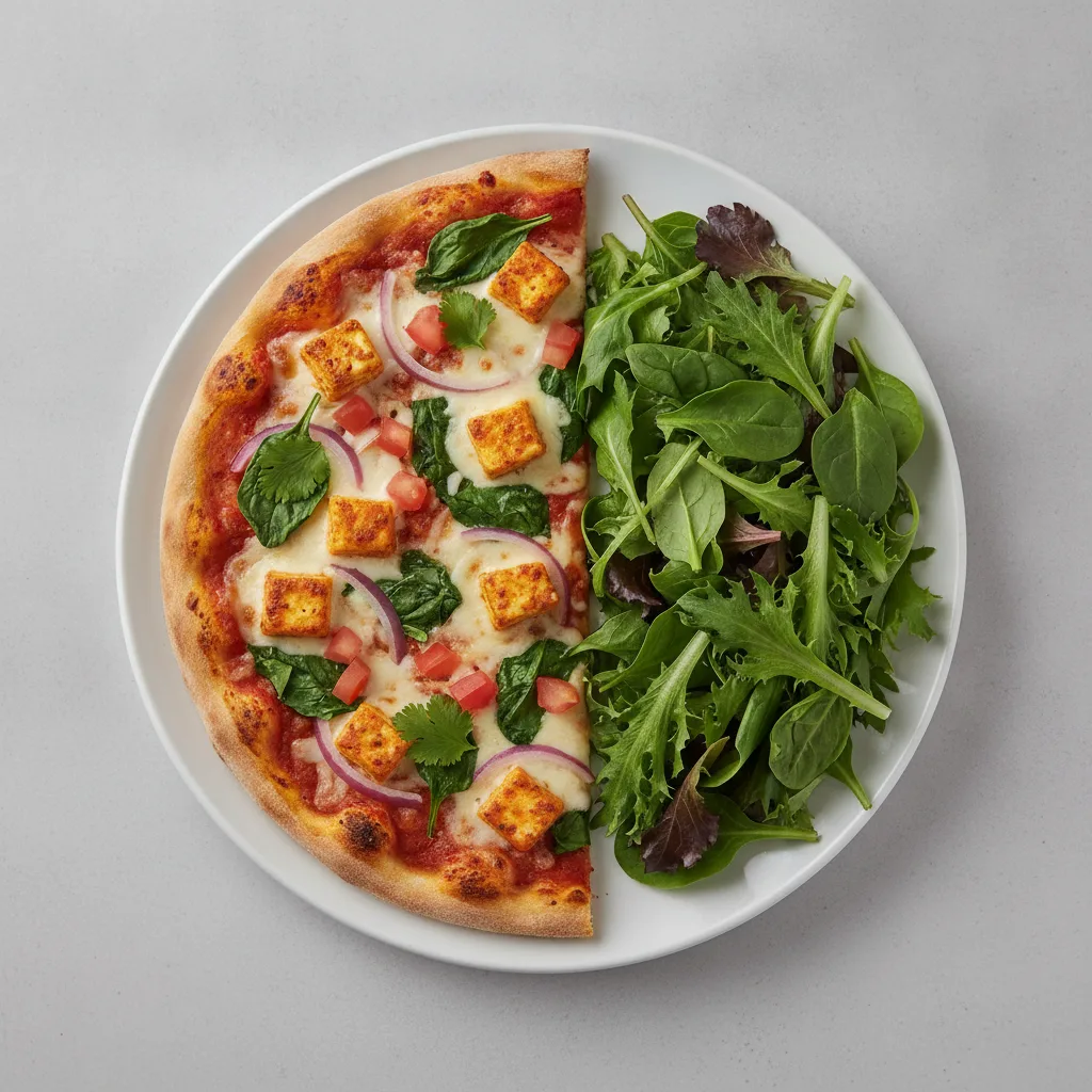 Gluten Free: Half Palak Paneer Pizza (Mild) + Spring Mix Salad
