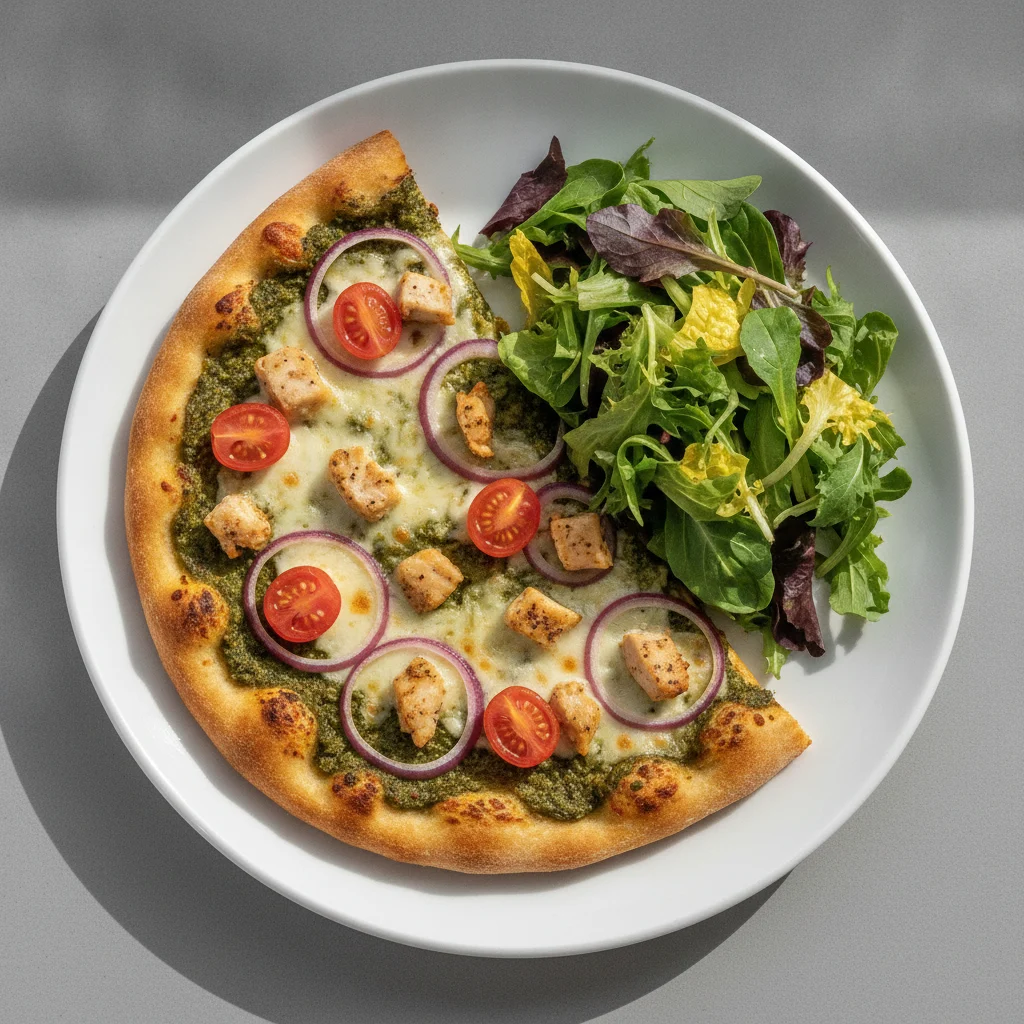 Gluten Free: Half Pesto Chicken Pizza + Spring Mix Salad