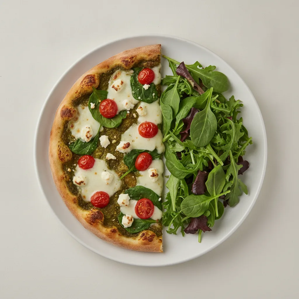 Gluten Free: Half Pesto Spinach Pizza + Spring Mix Salad