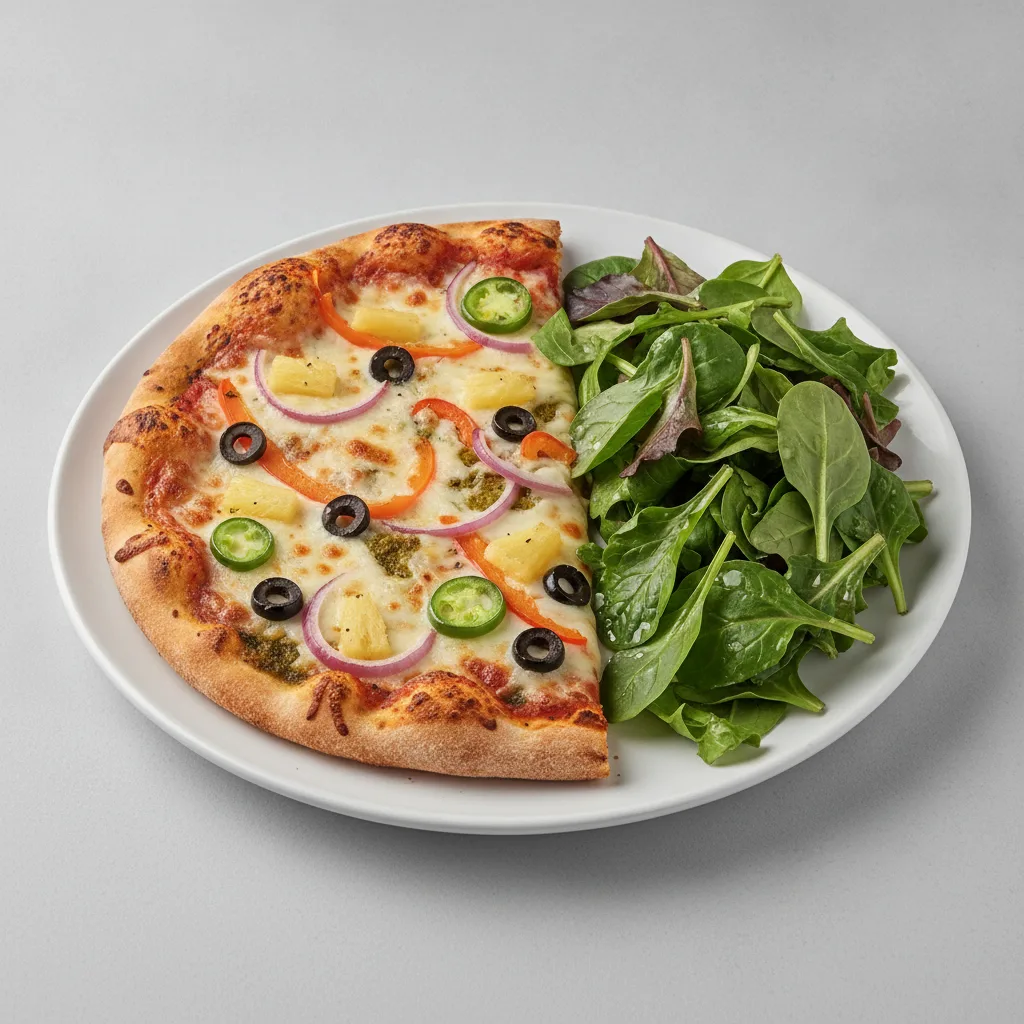 Gluten Free: Half Spicy Garden Pizza + Spring Mix Salad