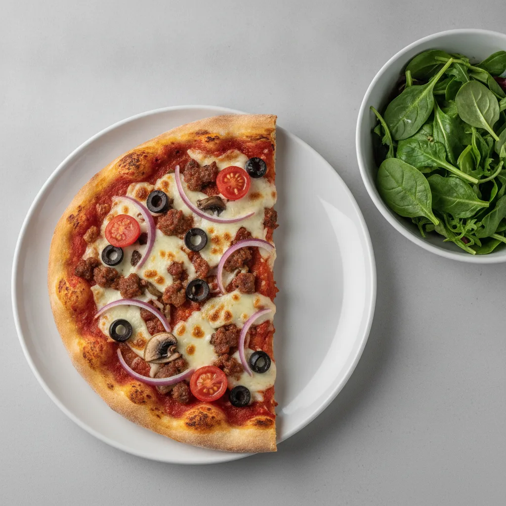 Gluten Free: Half Vegan Impossible Pizza + Spring Mix Salad