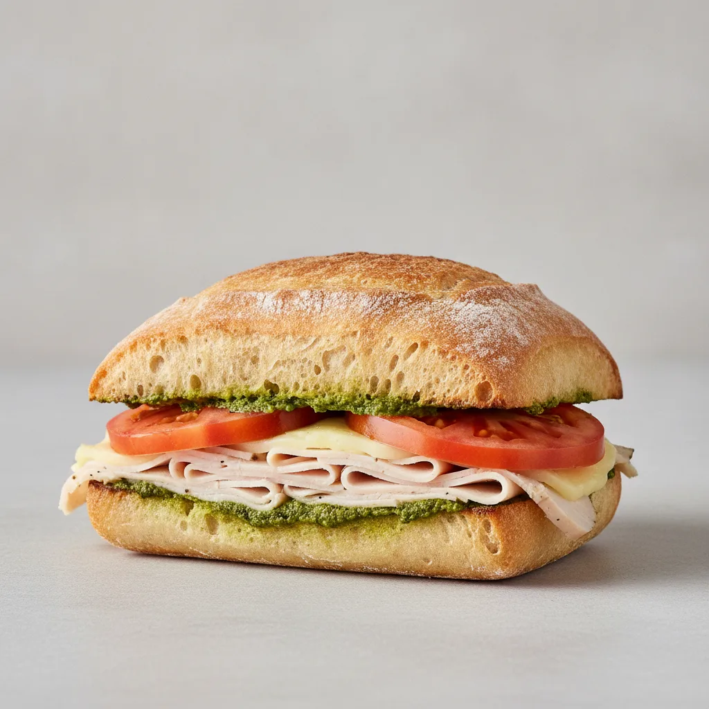 Sliced Turkey with Pesto Sandwich Sliced Turkey with Pesto Sandwich
