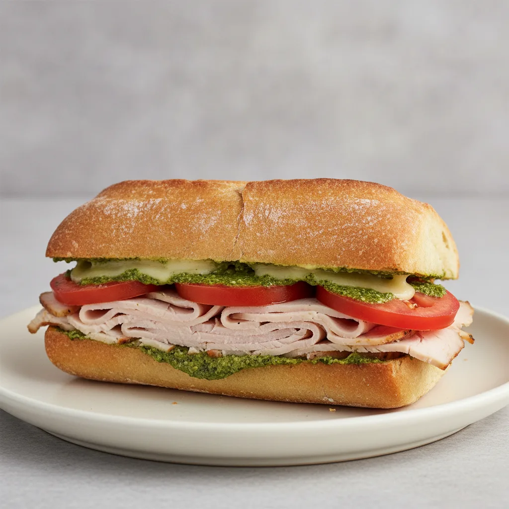 Sliced Turkey with Pesto Sandwich Sliced Turkey with Pesto Sandwich