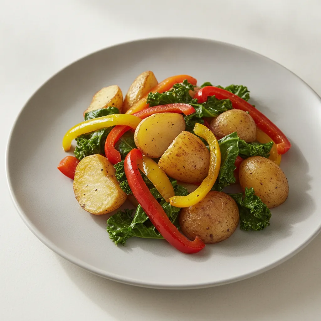 Roasted Potatoes with Peppers and Greens