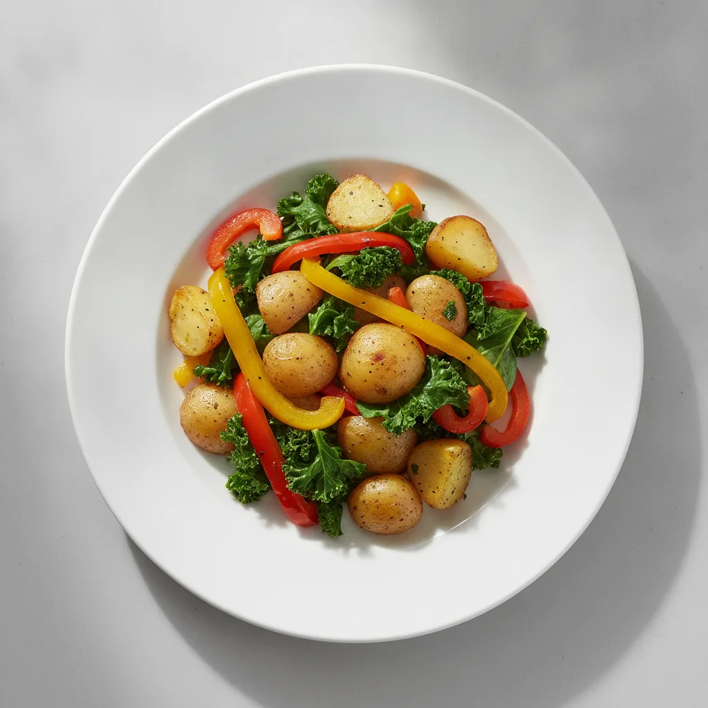 Roasted Potatoes with Sauteed Peppers and Greens Roasted Potatoes with Sauteed Peppers and Greens