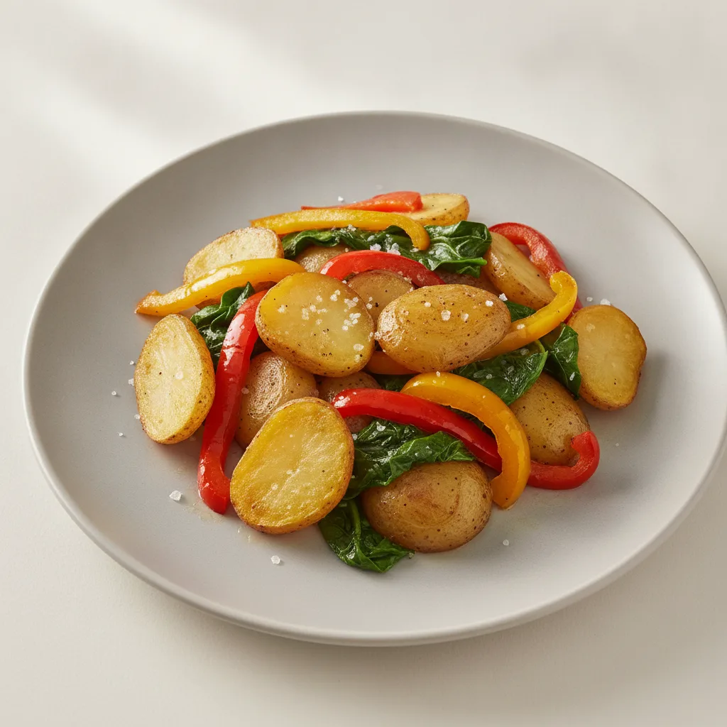 Roasted Potatoes with Peppers and Greens Roasted Potatoes with Peppers and Greens