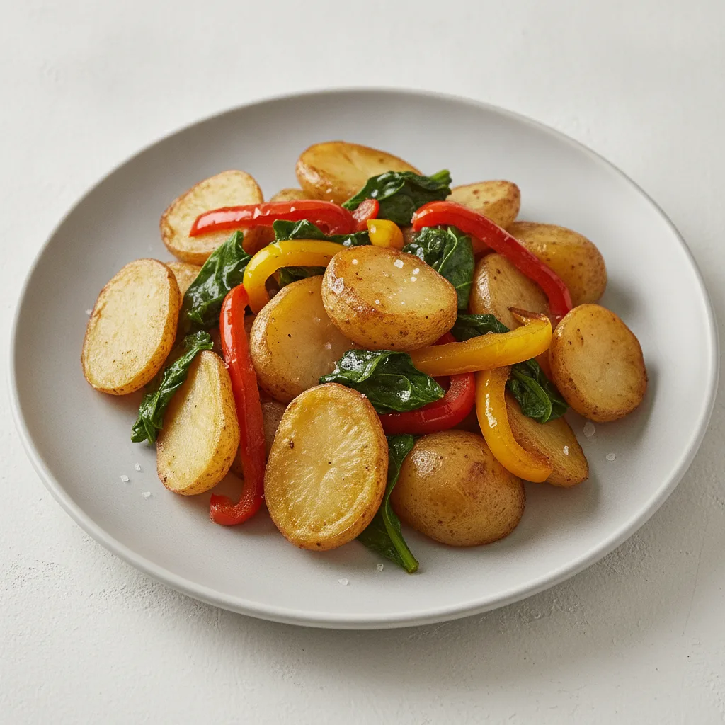 Roasted Potatoes with Peppers and Greens