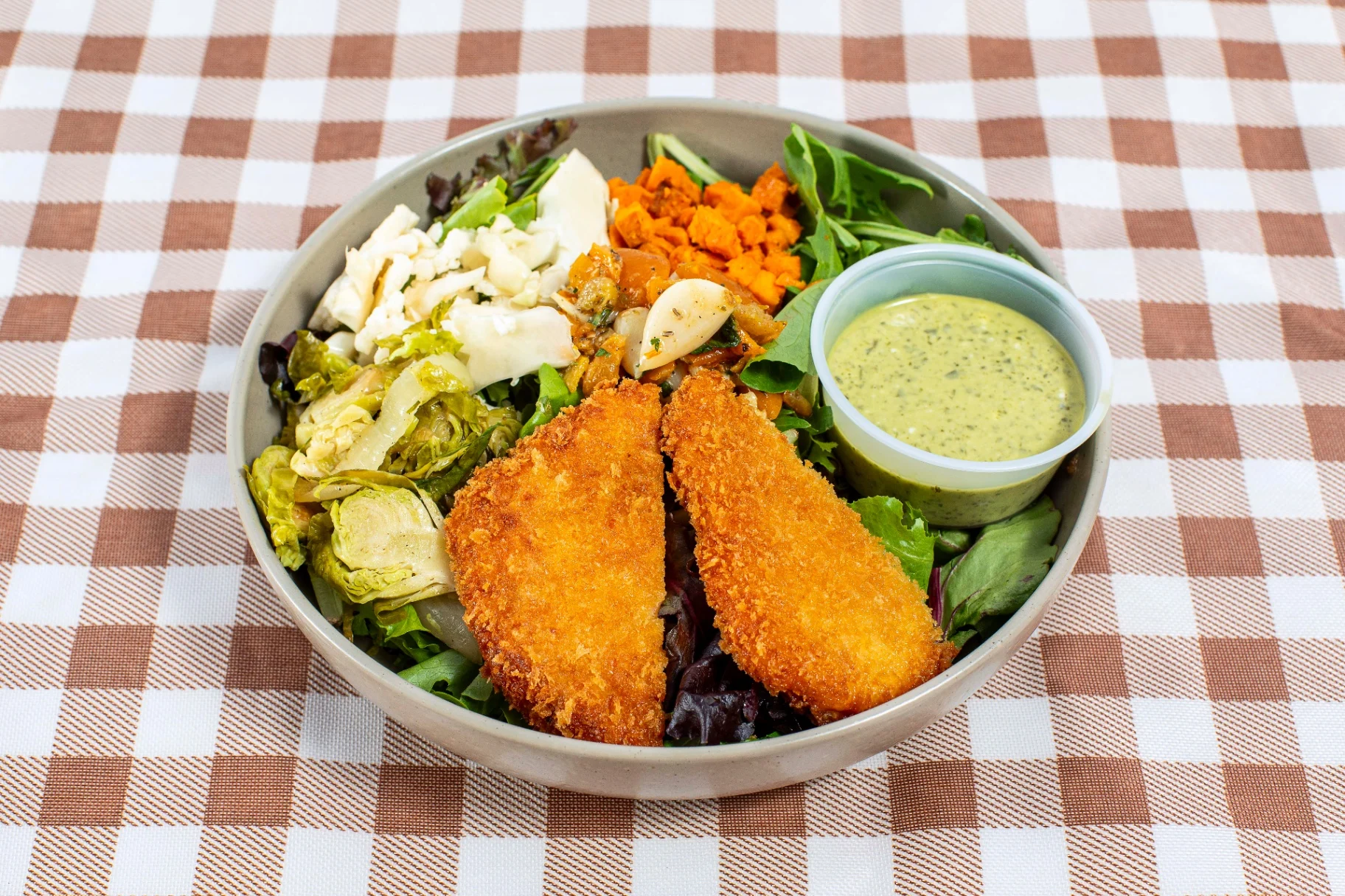 Green Salad with Deep-Fried Shrimp Patty