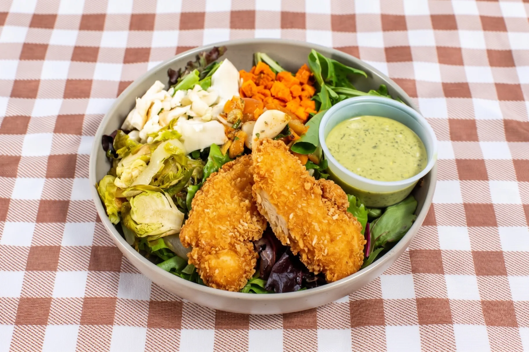 Green Salad with Vegan Fried "Chicken"