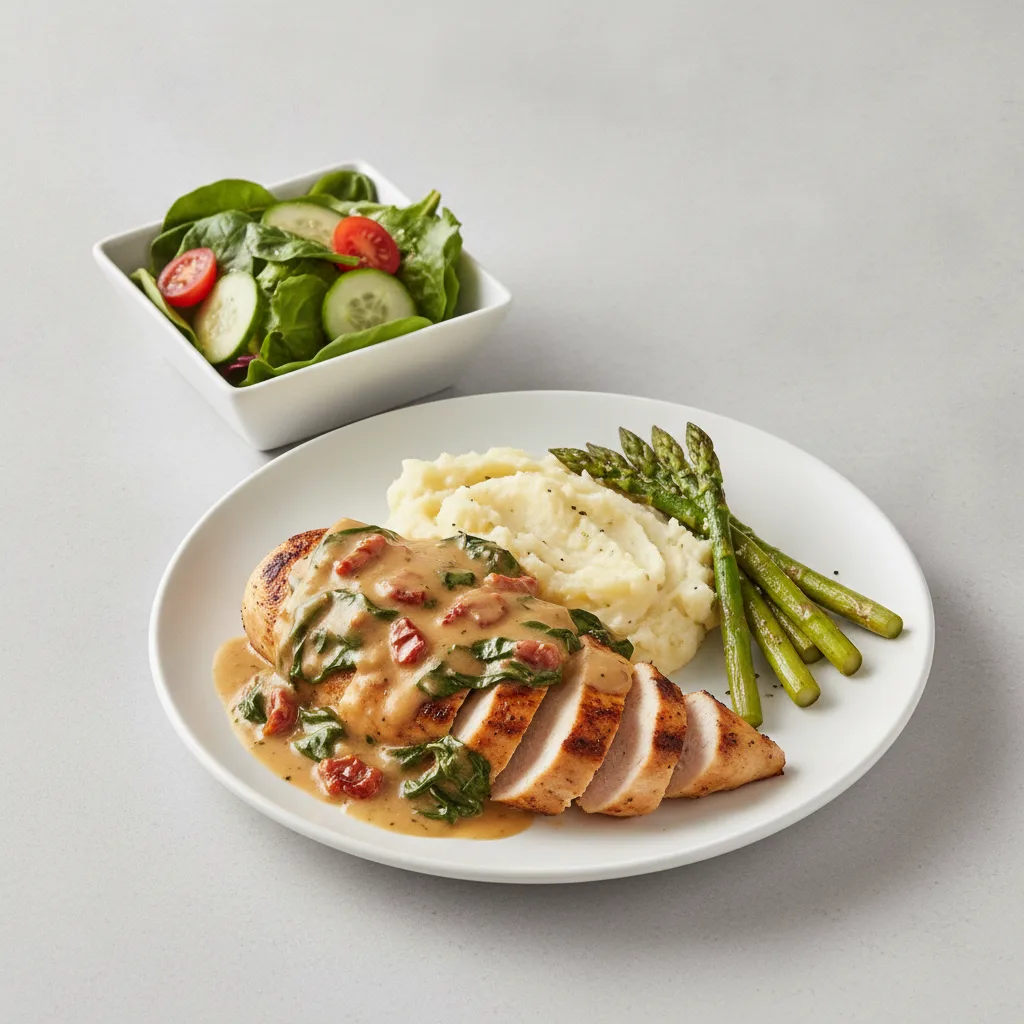 Creamy Tuscan Chicken with Salad