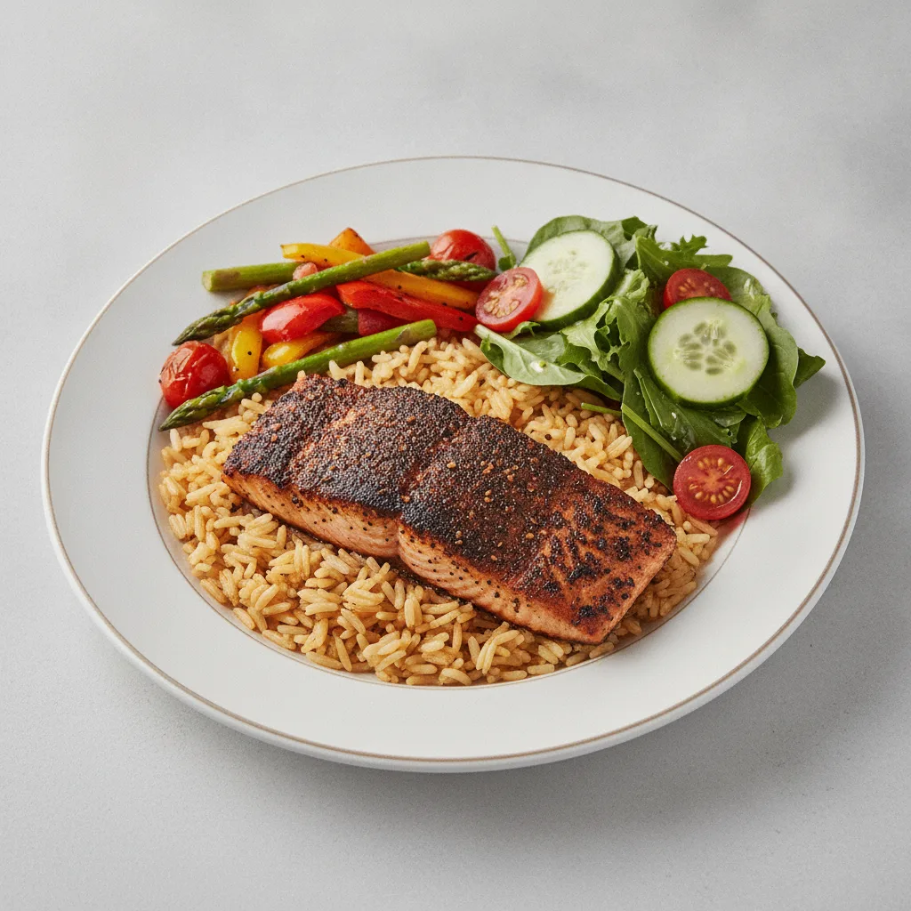 Blackened Salmon with Salad
