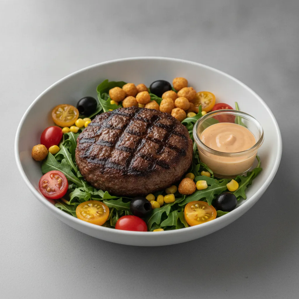 Beef Patty Salad Bowl with House Dressing Beef Patty Salad Bowl with House Dressing