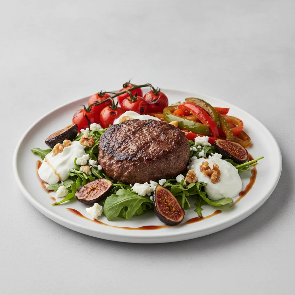 Beef Patty Feta Fig Salad Beef Patty Feta Fig Salad