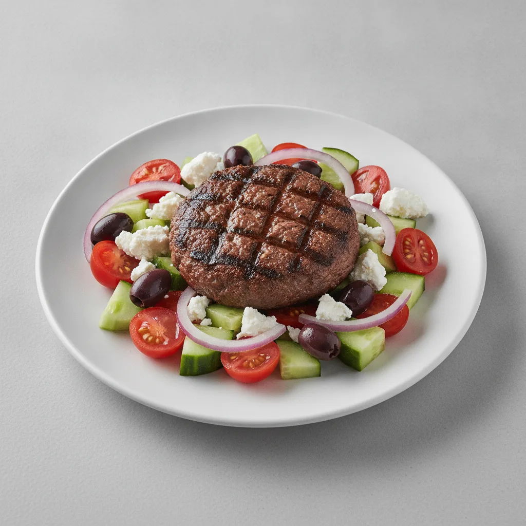Beef Patty Greek Salad Beef Patty Greek Salad