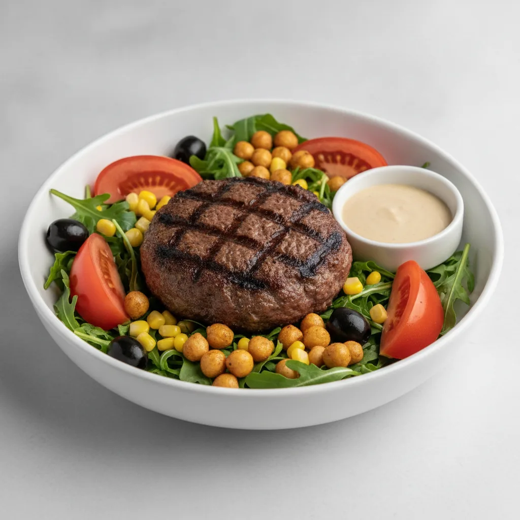 Beef Patty Salad Bowl with Tahini Beef Patty Salad Bowl with Tahini