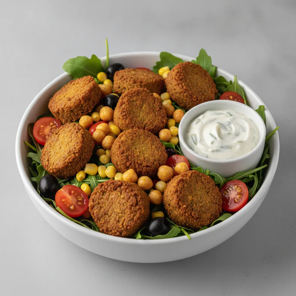 Falafel Salad Bowl with Classic ZIKI (Tzatziki) Falafel Salad Bowl with Classic ZIKI (Tzatziki)