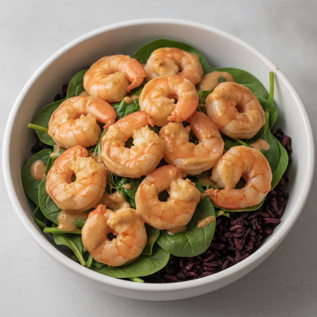 Bang Bang Peanut Shrimp Bowl - Forbidden Red Japonica Rice Bang Bang Peanut Shrimp Bowl - Forbidden Red Japonica Rice