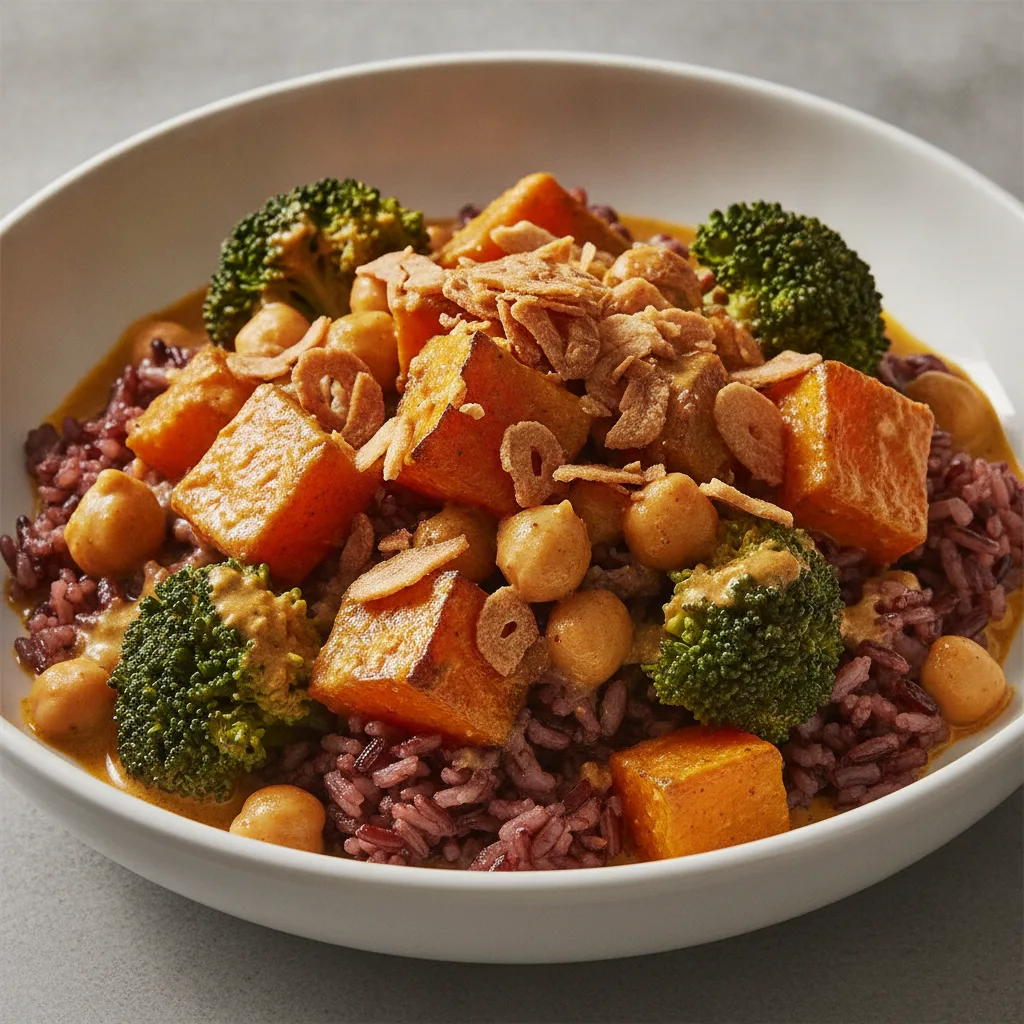 Butternut Squash Curry Bowl - Forbidden Red Japonica Rice Butternut Squash Curry Bowl - Forbidden Red Japonica Rice