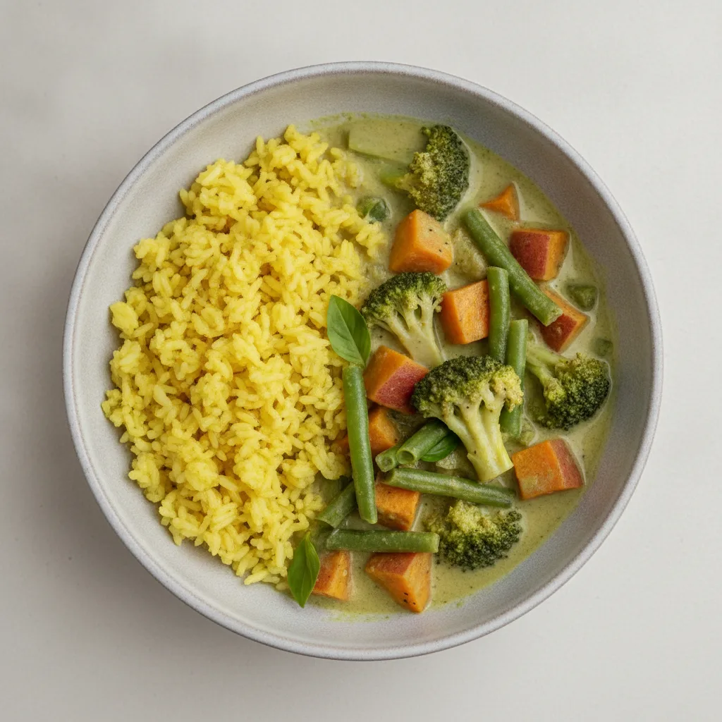 Emerald Green Curry Bowl - Turmeric Rice Emerald Green Curry Bowl - Turmeric Rice