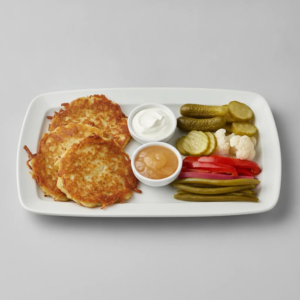 2 Sides - Potato Pancakes / Pickle Tray 2 Sides - Potato Pancakes / Pickle Tray