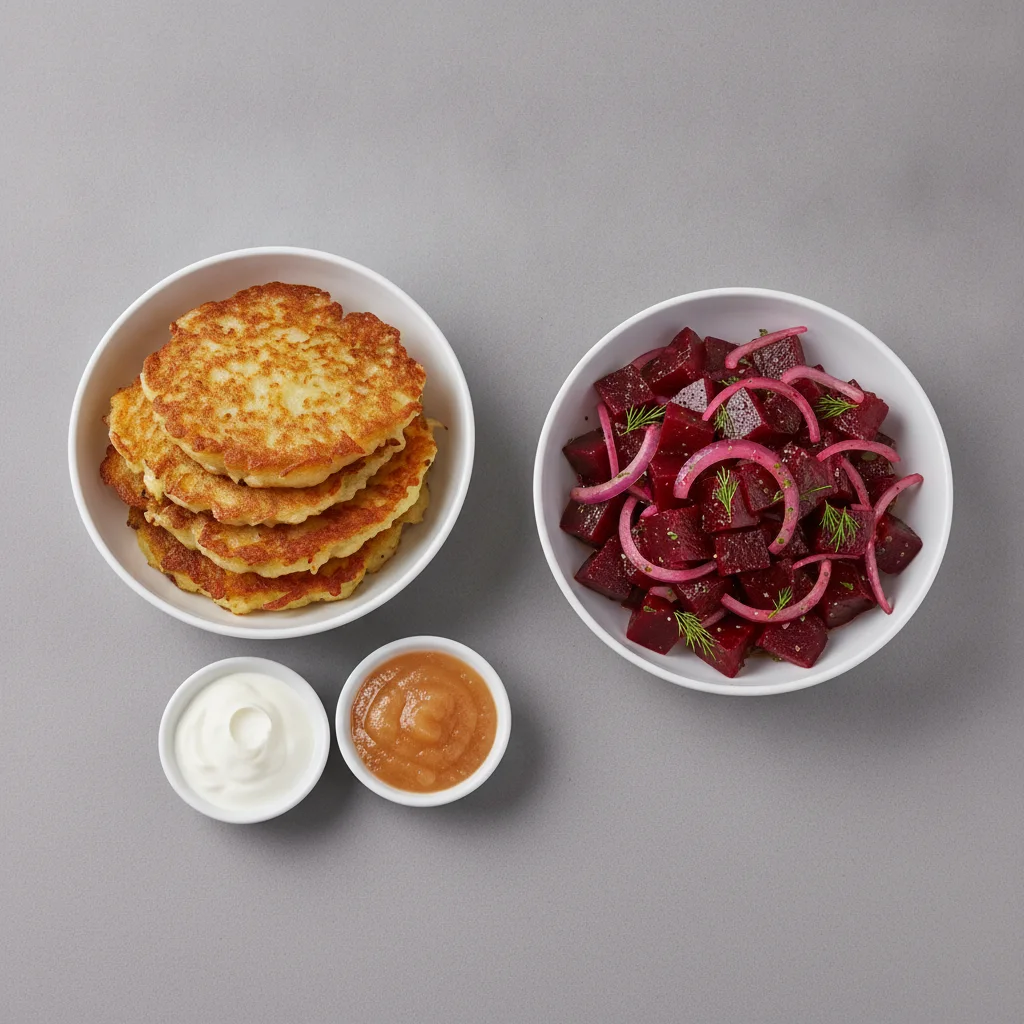 2 Sides - Potato Pancakes / Beet Salad 2 Sides - Potato Pancakes / Beet Salad