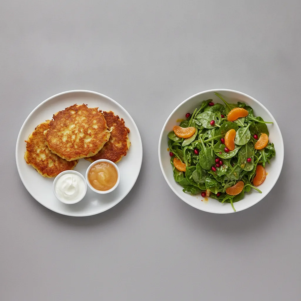 2 Sides - Potato Pancakes / Citrus Pomegranate Salad 2 Sides - Potato Pancakes / Citrus Pomegranate Salad