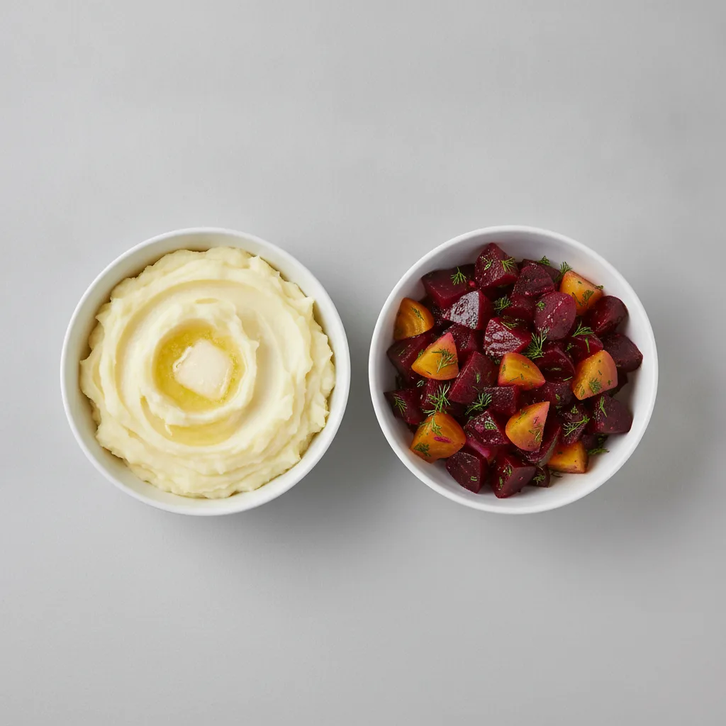 2 Sides - Mashed Potatoes / Beet Salad 2 Sides - Mashed Potatoes / Beet Salad