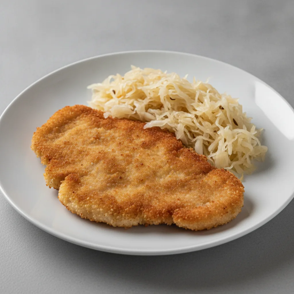 Gluten Free Chicken Wiener Schnitzel with sauerkraut Gluten Free Chicken Wiener Schnitzel with sauerkraut