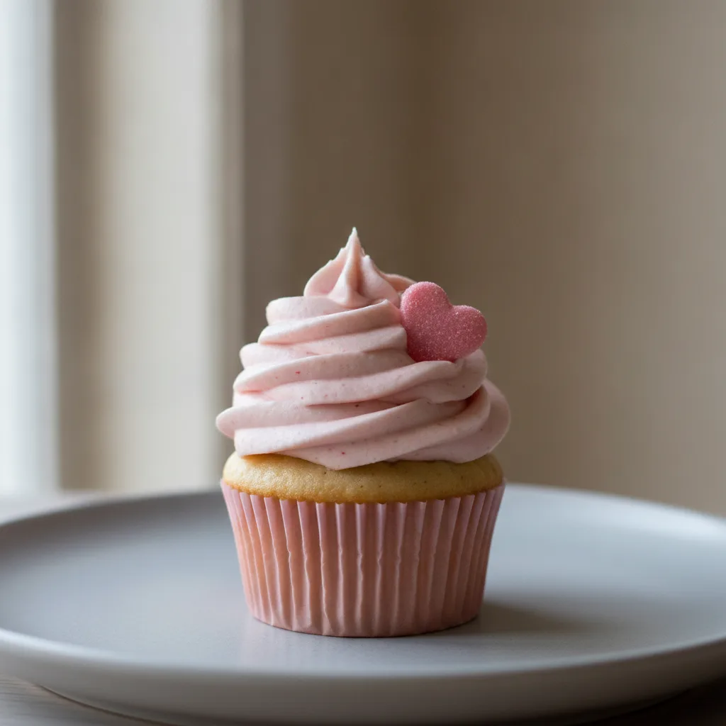 Vegan and Gluten Free Vanilla and Strawberry Valentine's Cupcake Vegan and Gluten Free Vanilla and Strawberry Valentine's Cupcake