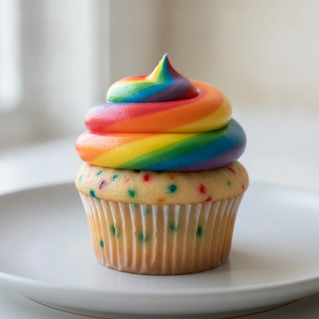 PRIDE Funfetti Cupcake with Rainbow Chocolate Frosting PRIDE Funfetti Cupcake with Rainbow Chocolate Frosting
