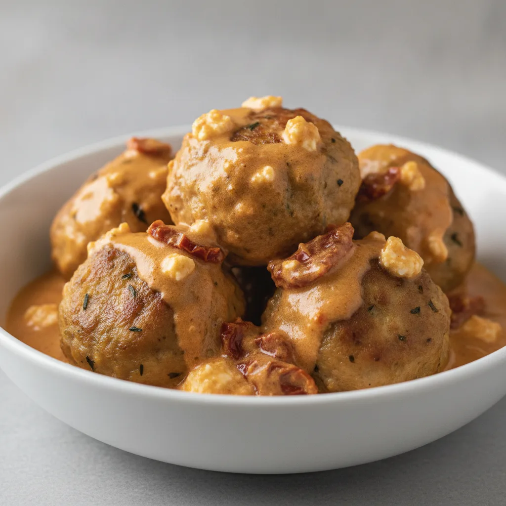 Herb Chicken Meatballs With Sundried Tomato Goat Cheese Sauce Herb Chicken Meatballs With Sundried Tomato Goat Cheese Sauce