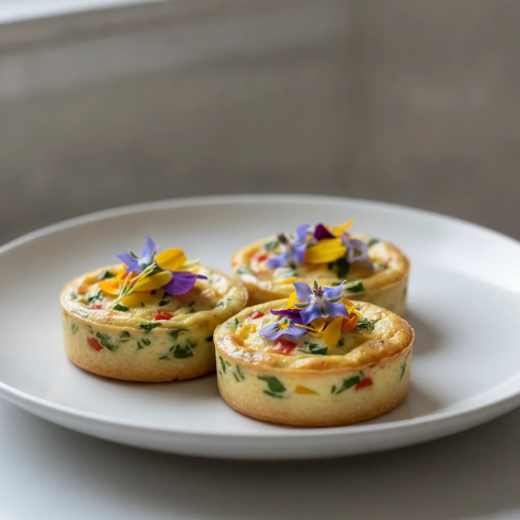 Garden Mini Quiche With Edible Flowers Garden Mini Quiche With Edible Flowers