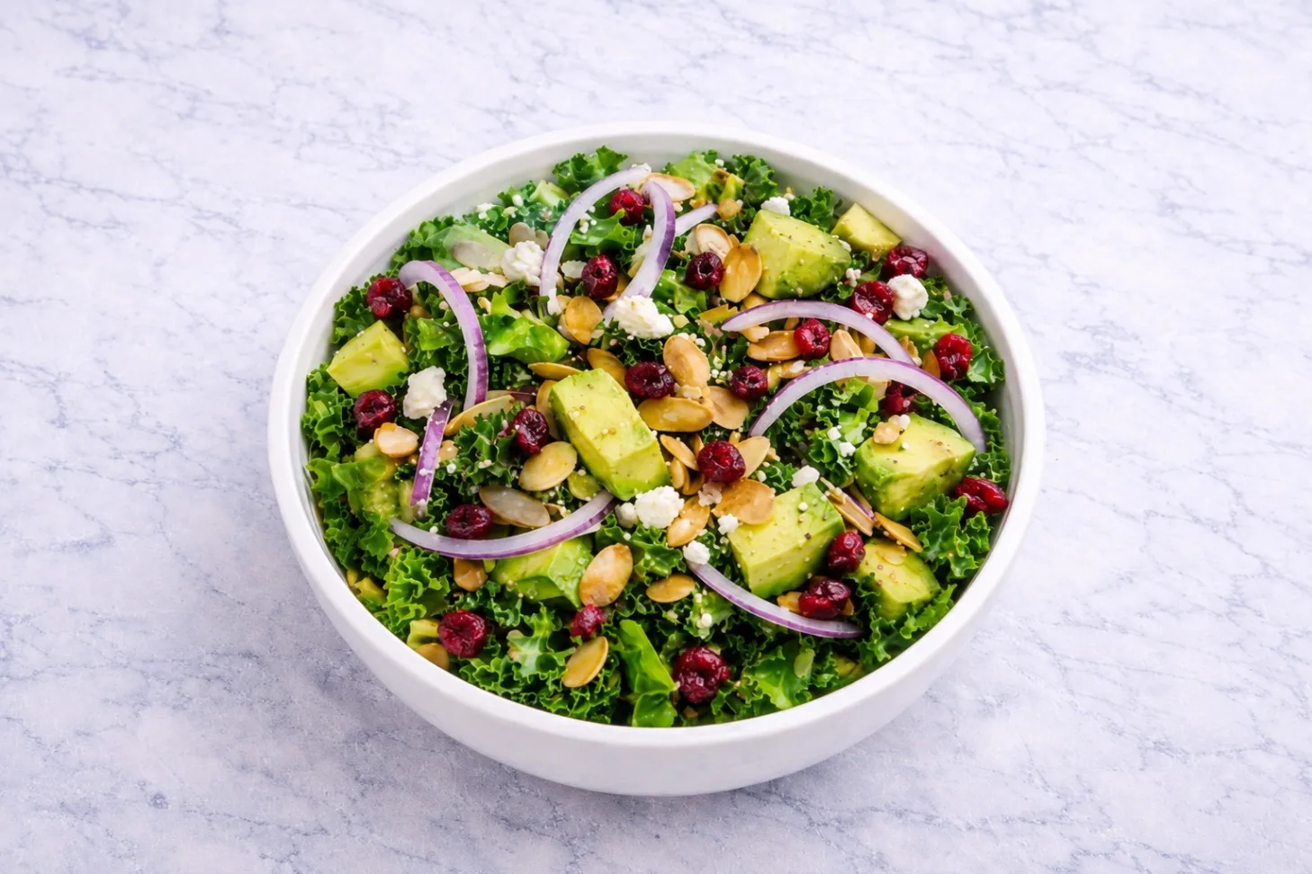 Tangy Harvest Kale Salad - Roasted Salmon