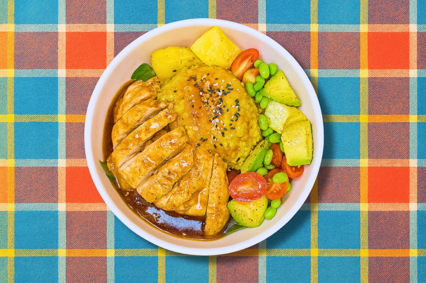 Hawaiian Avocado Chicken Teriyaki Bowl - Turmeric Rice