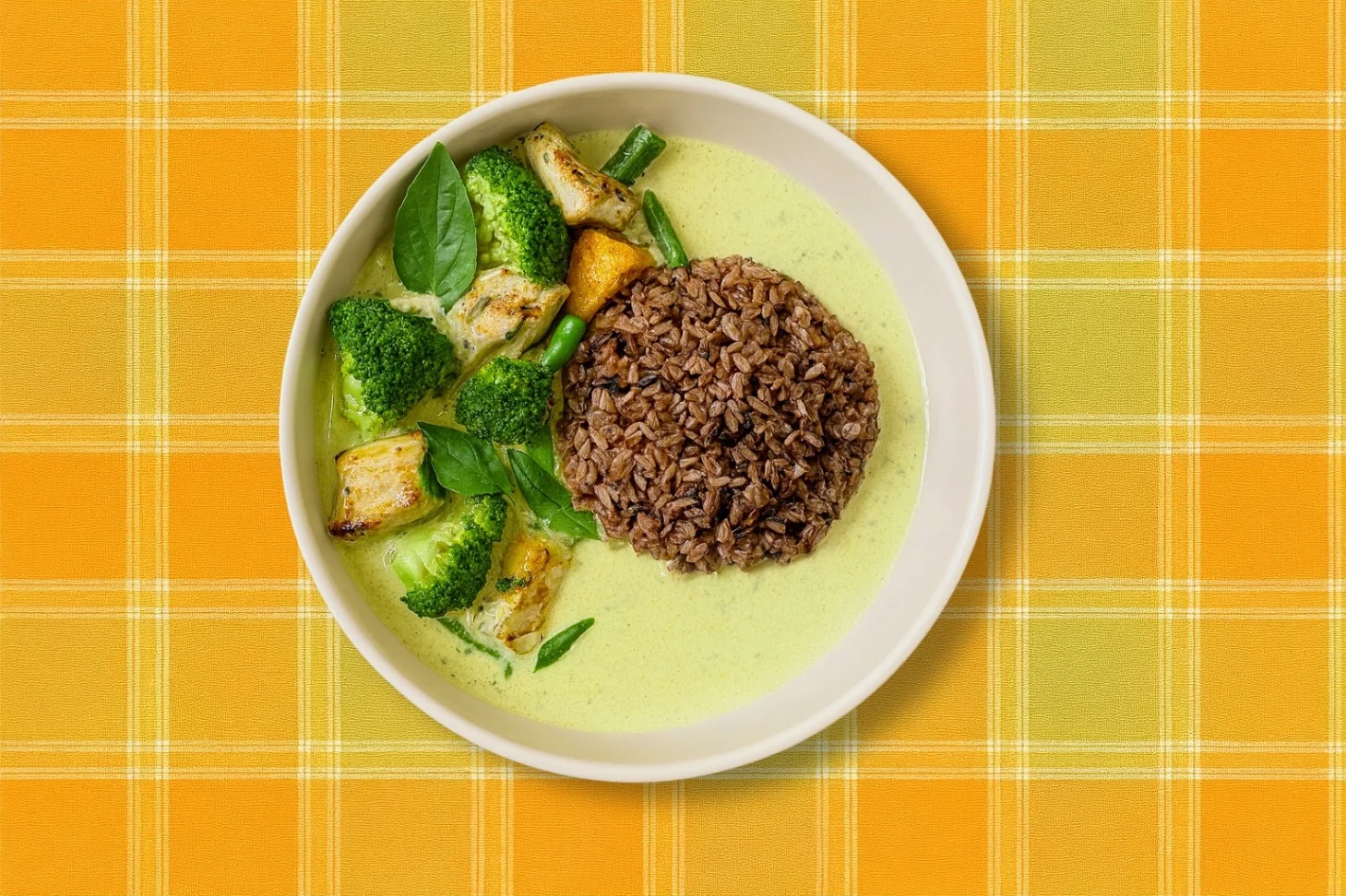 Emerald Green Curry Bowl - Forbidden Red Japonica Rice