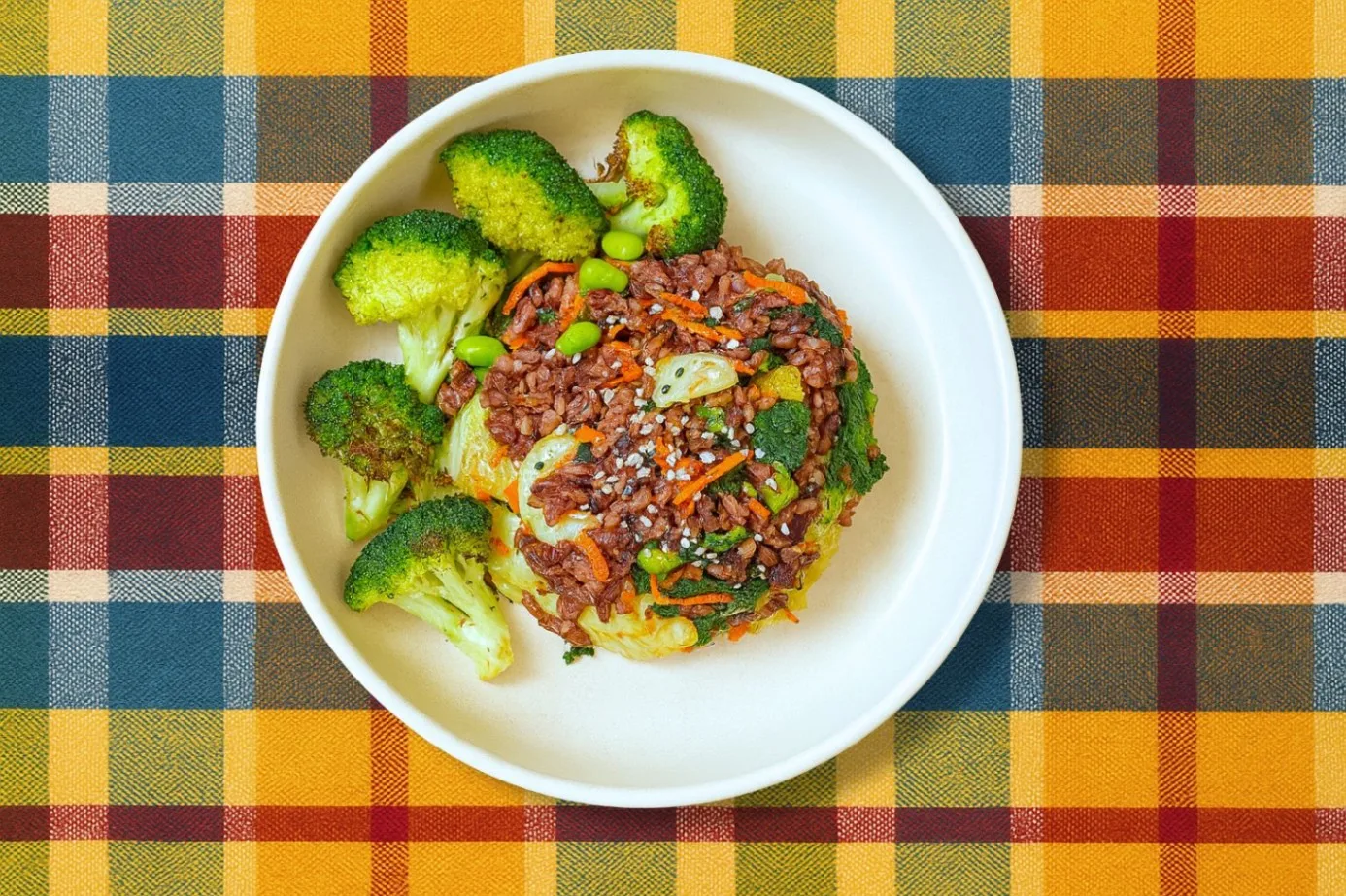 Forbidden Rice Veggie Bowl - Roasted Salmon