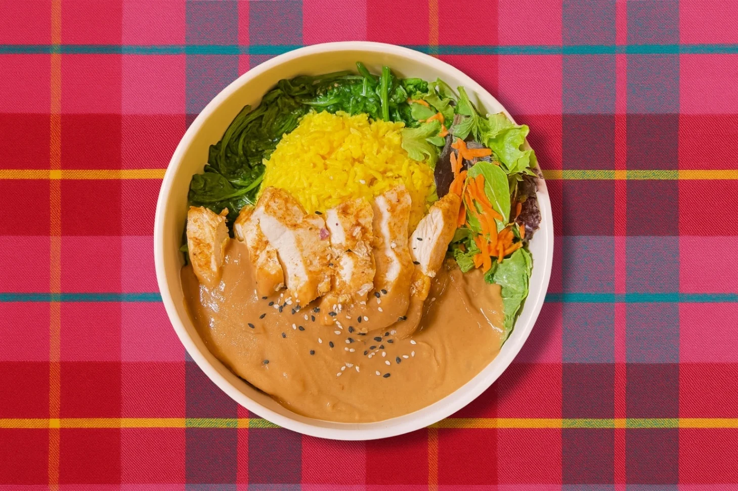 Bang Bang Peanut Chicken Bowl - Turmeric Rice