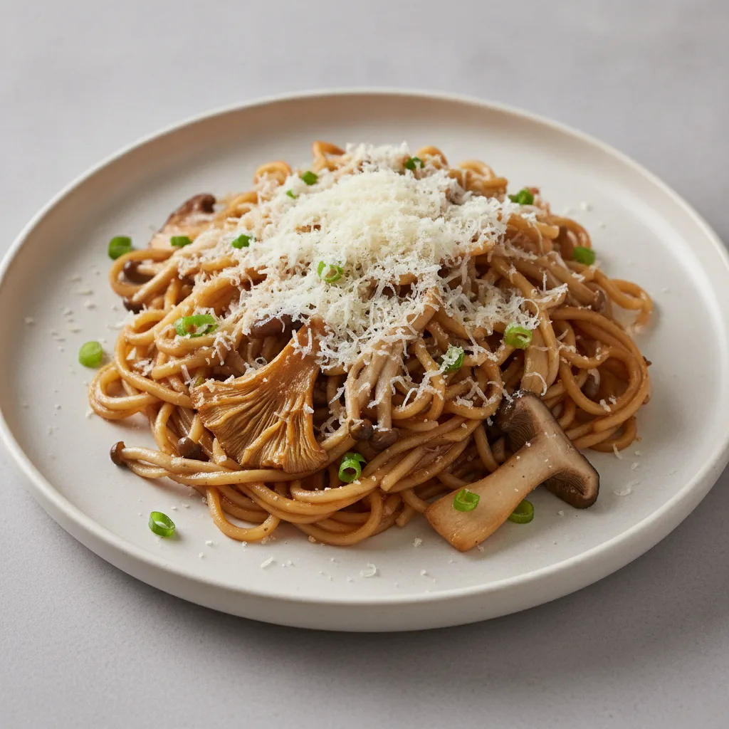 Garlic Noodles - with Mushroom Medley Garlic Noodles - with Mushroom Medley