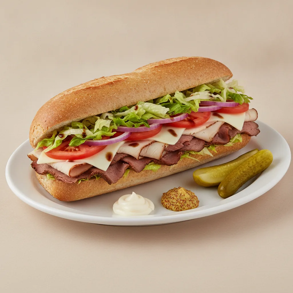 Deluxe Sub: Turkey and Roast Beef on Wheat Bread