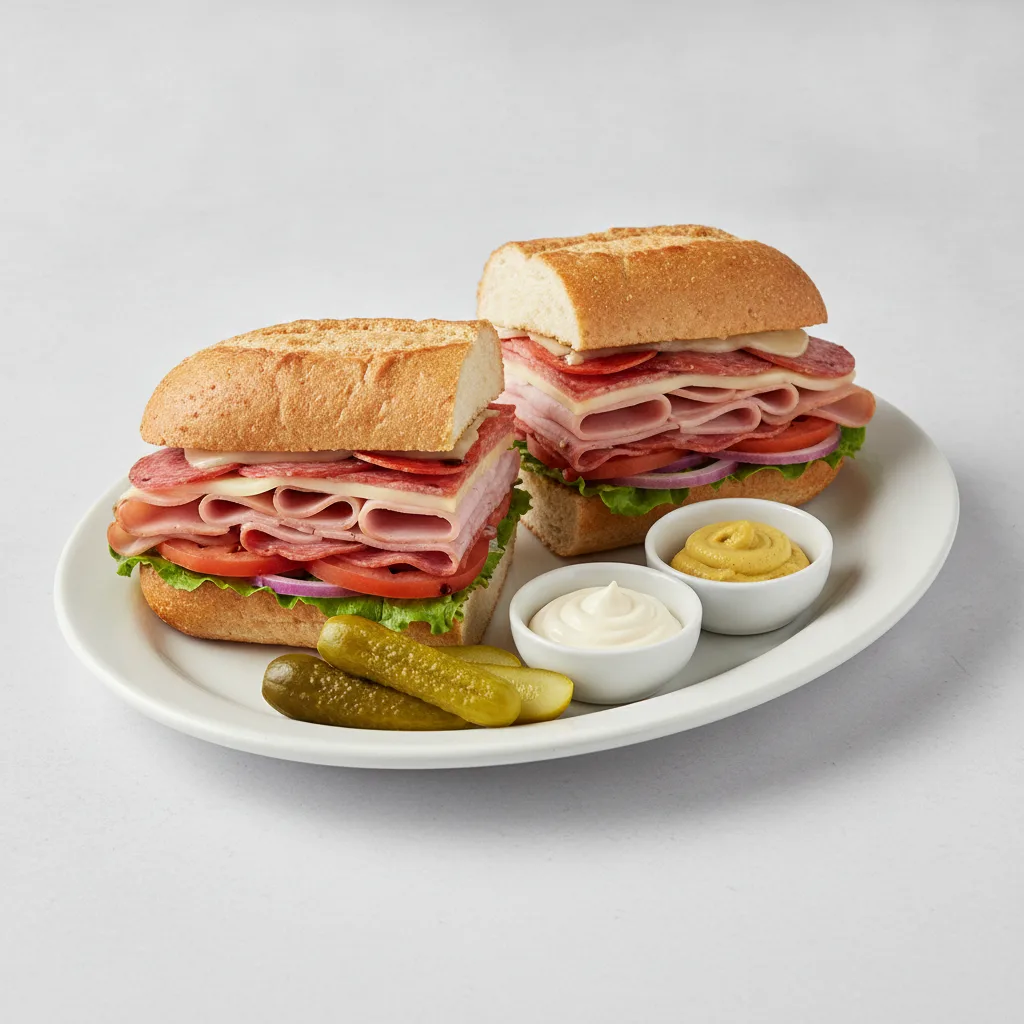 Deluxe Sub: Ham, Salami and Pepperoni on Wheat Bread