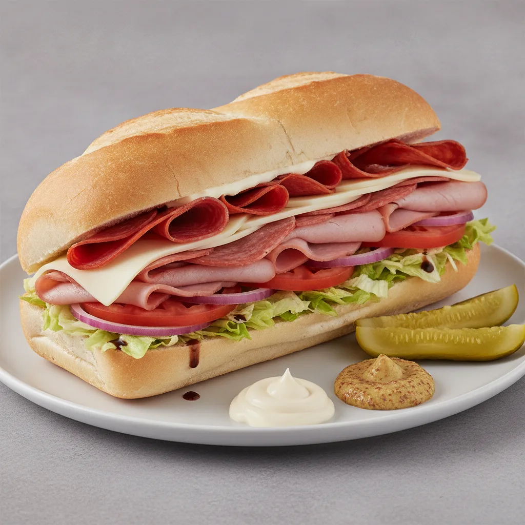 Deluxe Sub: Ham, Salami and Pepperoni on White Bread