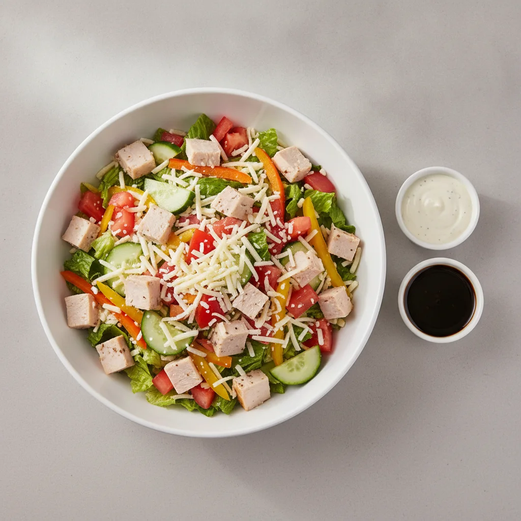 Chopped Deluxe Catering Salad - Turkey with Ranch Dressing and Balsamic Vinaigrette