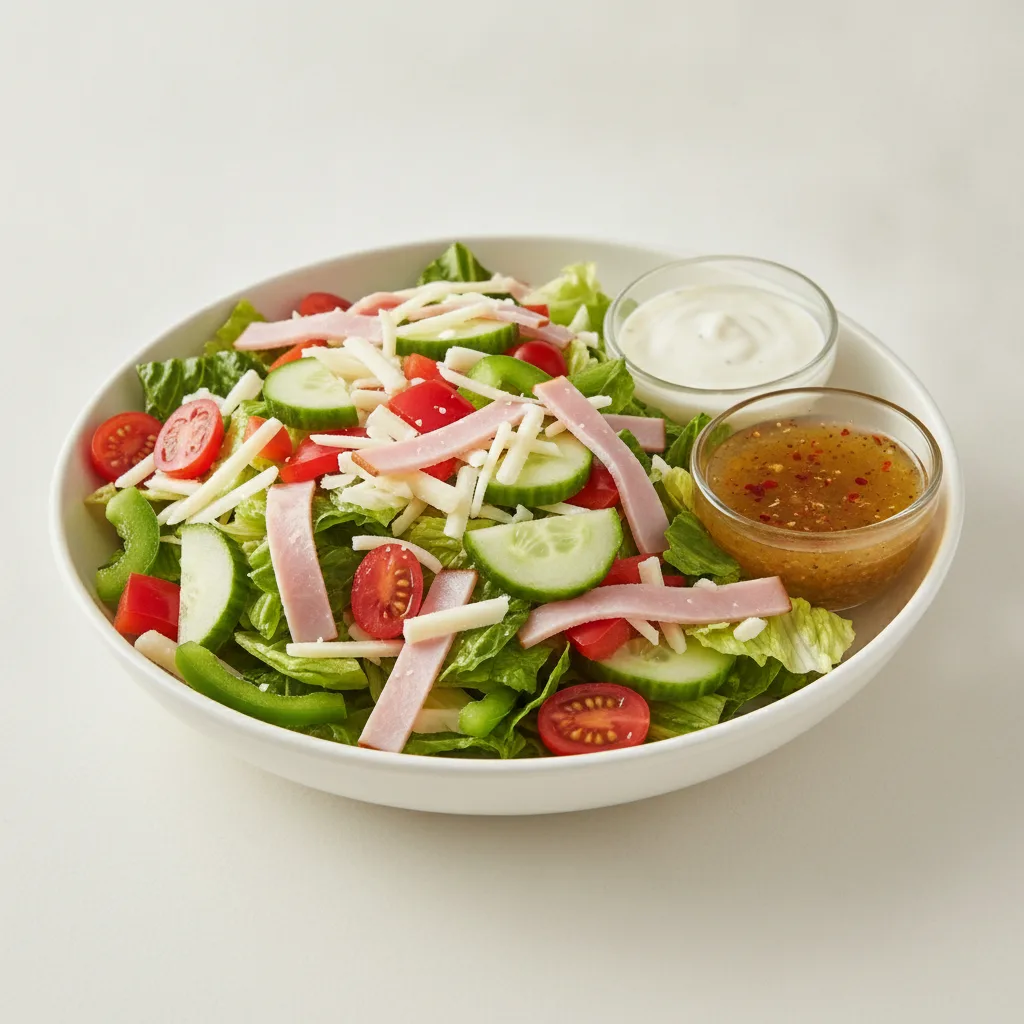 Chopped Deluxe Catering Salad - Ham with Ranch Dressing and Italian Dressing