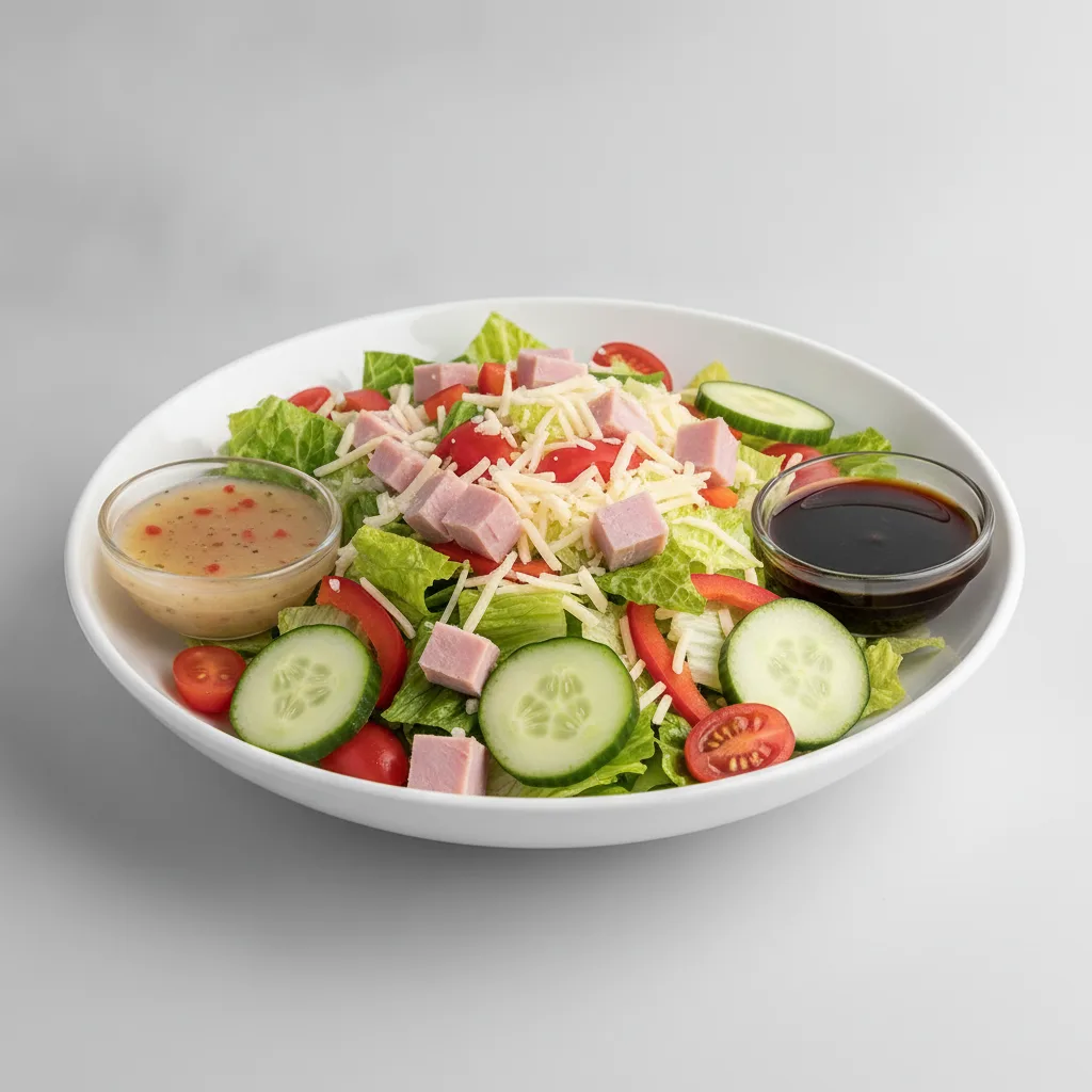 Chopped Deluxe Catering Salad - Ham with Italian Dressing and Balsamic Vinaigrette