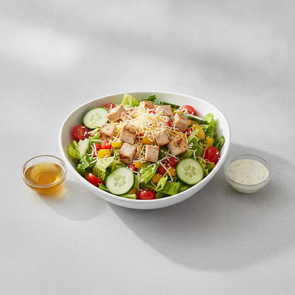 Chopped Deluxe Catering Salad - Grilled Chicken with Oil and Vinegar and Ranch Dressing