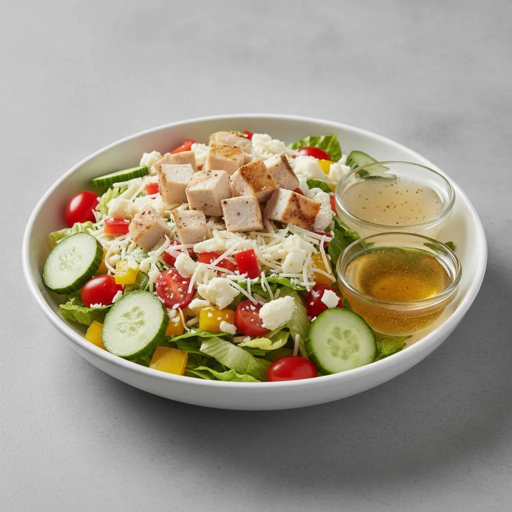 Chopped Deluxe Catering Salad - Grilled Chicken with Oil and Vinegar and Italian Dressing