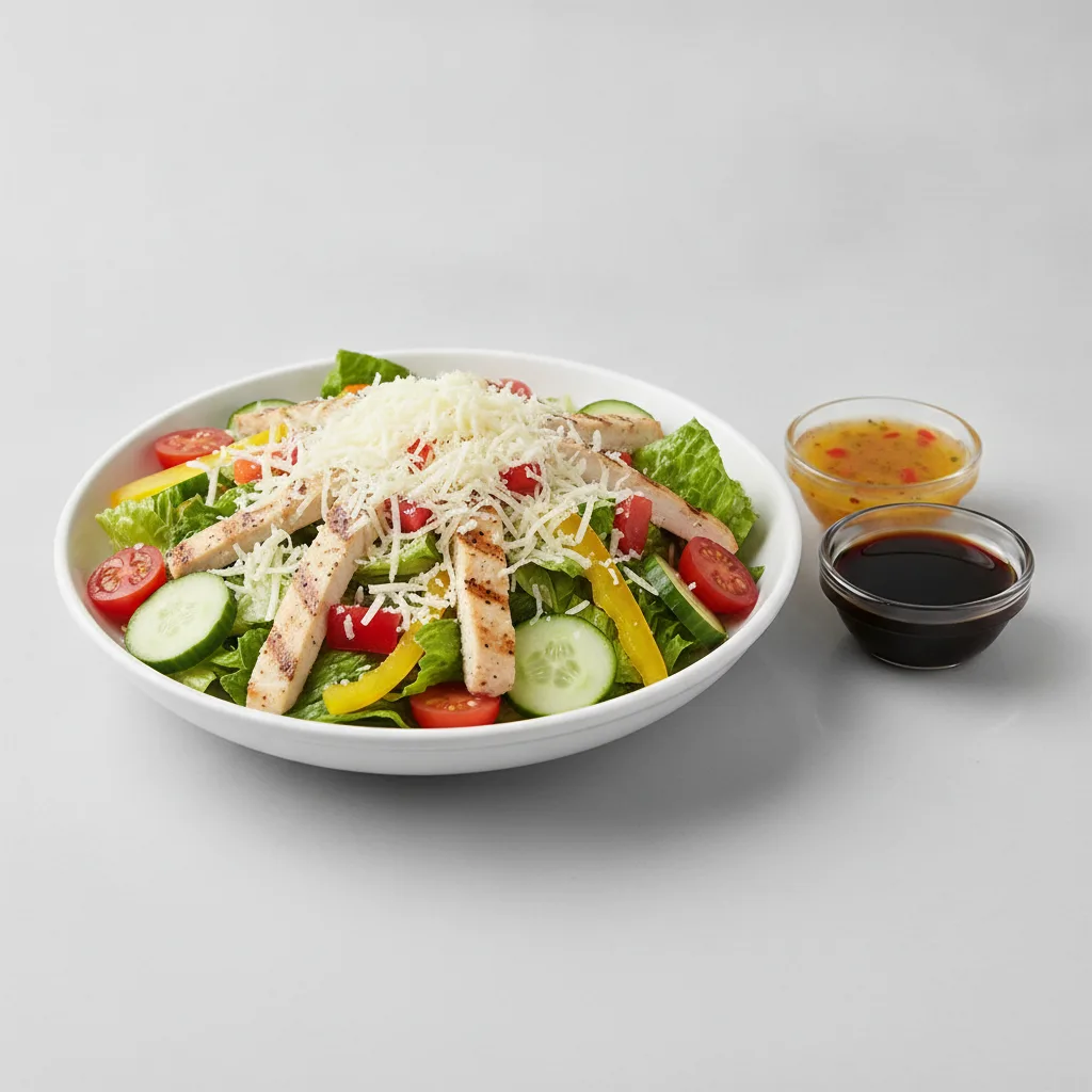 Chopped Deluxe Catering Salad - Grilled Chicken with Italian Dressing and Balsamic Vinaigrette