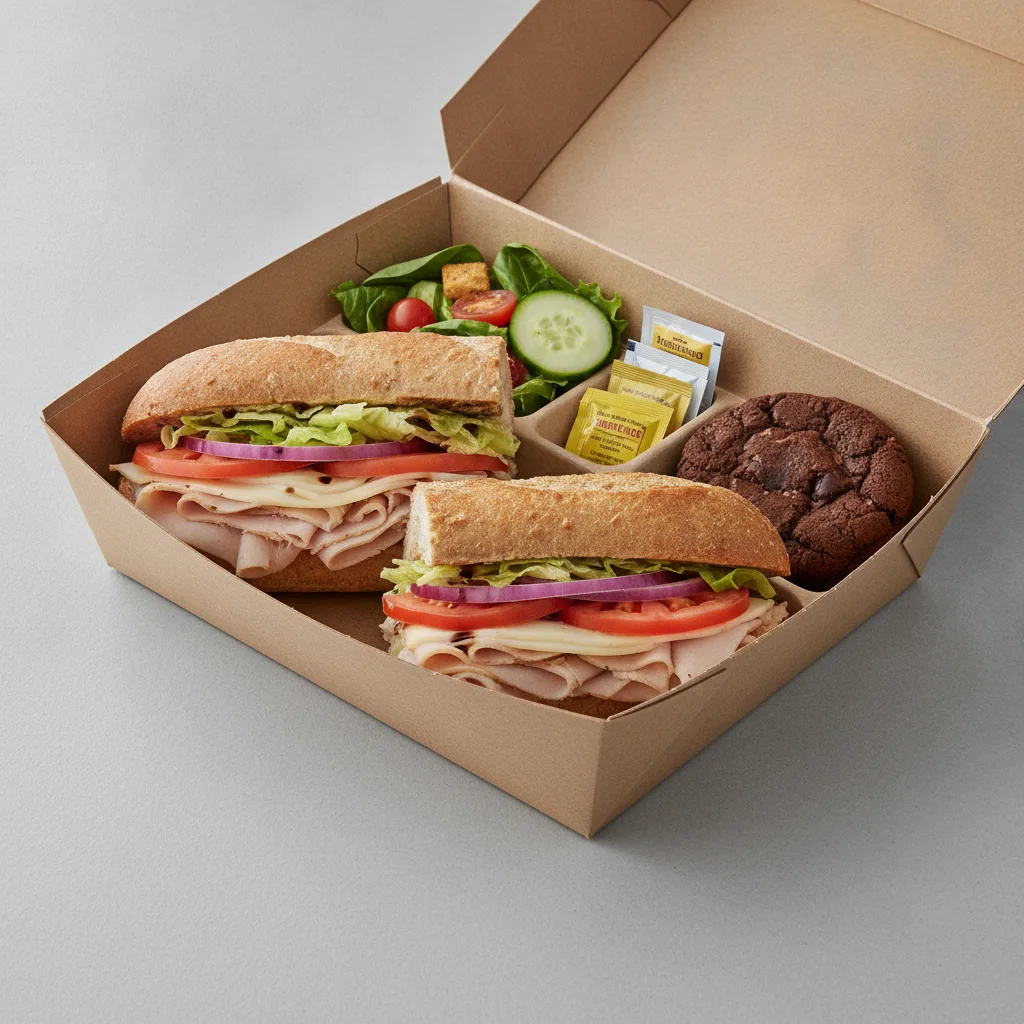 Standard Lieutenant Box Lunch - Smoked Turkey with Wheat Bread, Side Salad and Assorted Cookie