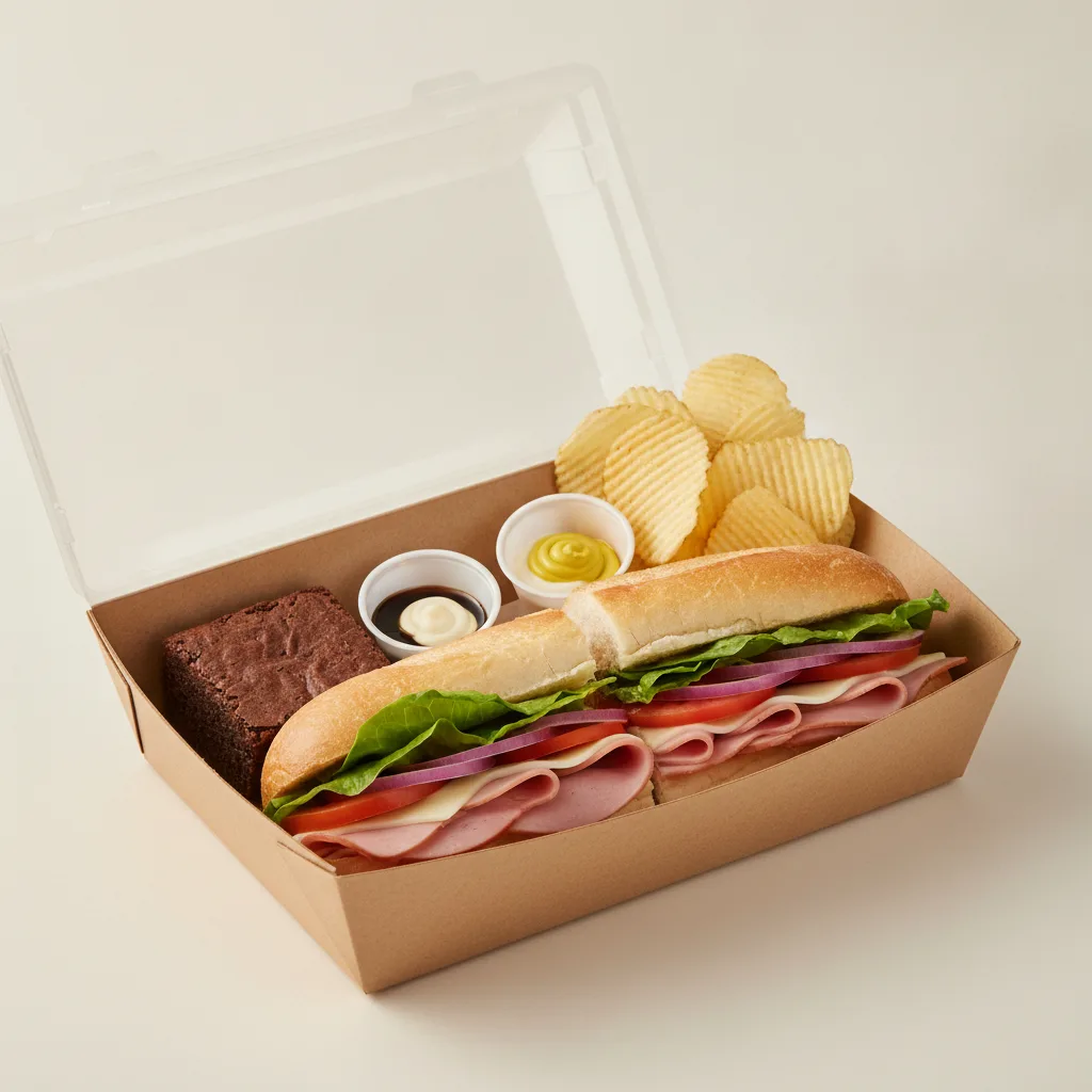 Standard Lieutenant Box Lunch - Honey Ham with White Bread, Chips and Brownie